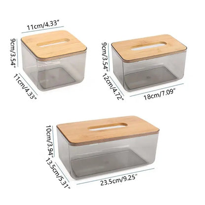 Bamboo Wooden Cover Plastic Tissue Box Paper Holder Dispenser Home Storage Case